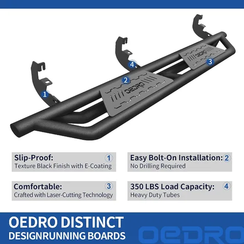 Miniatura 3 de OEDRO Estribos compatibles con Chevy Colorado/GMC Canyon Crew Cab 2015-2026, barras Nerf con barras laterales negras texturizadas