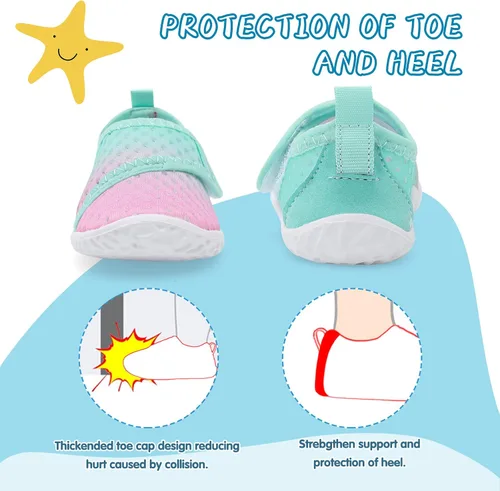 Miniatura 3 de shopUAL Zapatos de agua para niños y niñas, calcetines acuáticos para la playa, zapatos de agua descalzos para caminar, zapatos de agua de secado