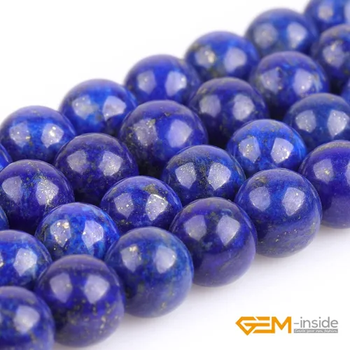Miniatura 3 de GEM-Inside - Cuentas sueltas de lapislázuli genuinas naturales de 0.315 in, redondas, grado AA, cristal azul, cuentas de energía para fabricación
