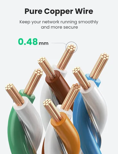 Miniatura 5 de UGREEN Cable Ethernet Cat 8 de 1.5 pies, cable de Internet plano de alta velocidad de 40 Gbps 2000 MHz, cable de red trenzado de 26 AWG, cables LAN