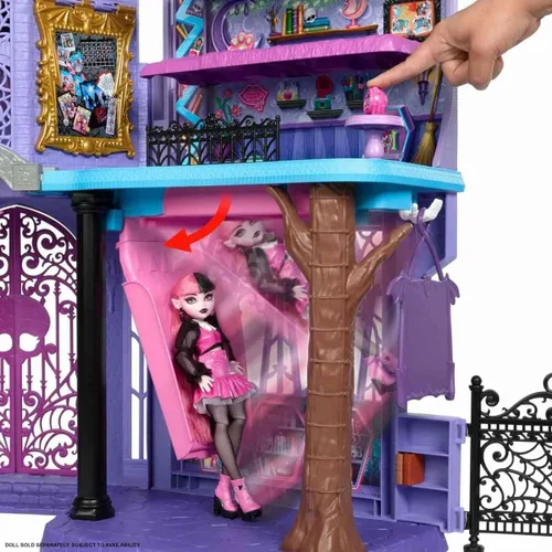Miniatura 2 de Monster High Boo-tique Hotel Casa de Muñecas, juego plegable con sorpresas espeluznantes en cada habitación y más de 13 piezas, incluyendo muebles