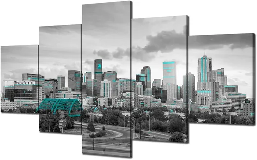 Miniatura 25 de Cawpom Arte de pared de Los Ángeles en blanco y negro, cuadro decorativo para pared, diseño de horizonte de Los Ángeles, póster de palmera, marco