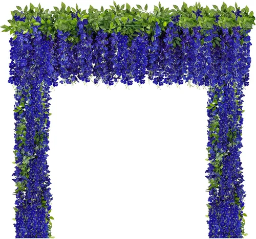 Miniatura 11 de U'Artlines 10 Piezas 7.2 Pies/Pieza Guirnalda de Glicina Artificial de Seda Flores de Glicina Negra Falsas Follaje Colgante Vides Guirnaldas