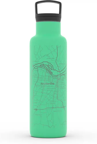 Miniatura 55 de Well Told Botella de agua aislada con mapa de Washington DC grabado, botella de acero inoxidable grabada (21 onzas, blanco) botella aislada de mapa