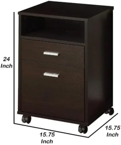 Miniatura 3 de CARTESIAN Escritorio moderno con archivador móvil, madera de capuchino, 47.25 x 23.25 x 30 pulgadas, cajones de almacenamiento, oficina en casa