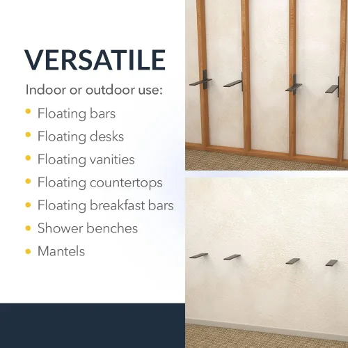 Miniatura 6 de Soporte de pared flotante para encimera, soportes de pared resistentes para crear bancos flotantes, escritorio, tocador, bar o repisa, acero