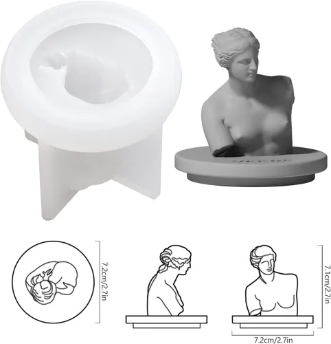 Miniatura 3 de Molde de silicona de estatua 3D, molde de escultura de retrato de hormigón para tapa de tarro de vela, herramientas de decoración del hogar de SH0778
