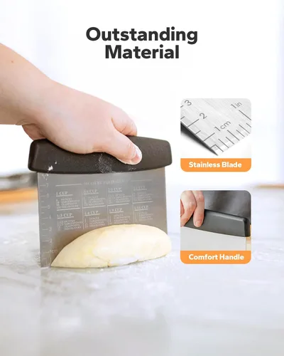 Miniatura 2 de Leaburry Raspador de banco (2 unidades), herramienta multiusos para repostería, raspador de masa para hornear, rascador de masa de acero inoxidable