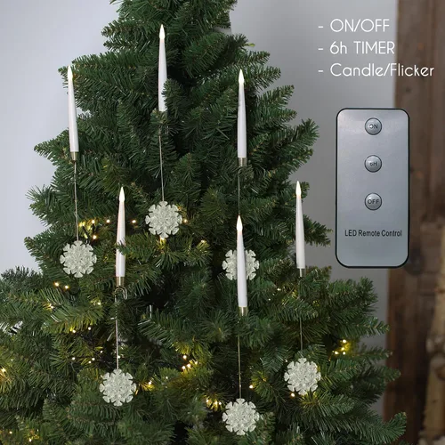 Miniatura 4 de Velas de árbol de Navidad LUSHARBOR, pack de 10 velas cónicas sin llama para árbol de Navidad, velas LED falsas operadas con batería con control