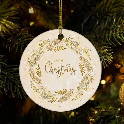 Adornos de árbol de Navidad, adorno de mármol de Navidad, adorno de recuerdo, decoración del hogar, colgante de mármol natural, adornos redondos de