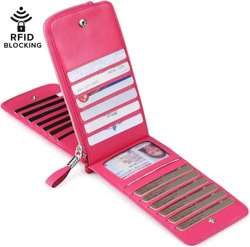 Miniatura 2 de Huztencor cartera de cuero con bolsillo para tarjeta de crédito bloqueo RFID, billetera, funda para tarjetas para mujer