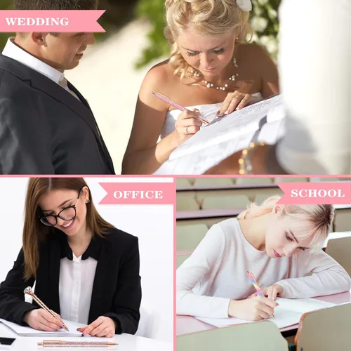 Miniatura 4 de Bolígrafos de regalo para mujer, 8 bolígrafos únicos de metal brillante con tinta negra, suministros de oficina, regalos para Navidad, compromiso