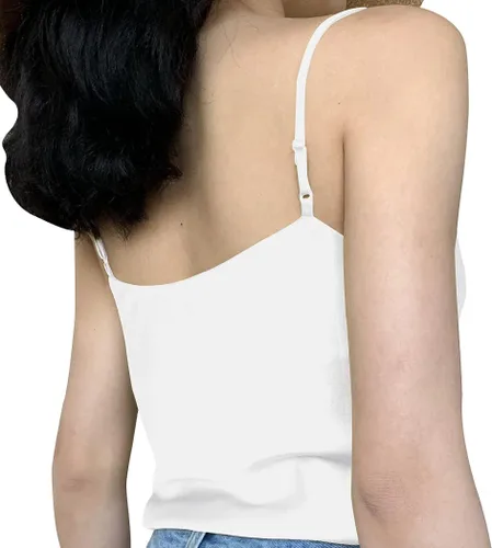 Miniatura 3 de Miqieer Camiseta básica de seda para mujer, con cuello en V, holgada, sin mangas, de satén, para mujer