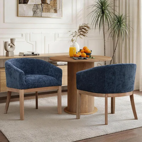 Miniatura 7 de Juego de 6 Sillas de Comedor Tapizadas de Terciopelo, Sillas Laterales de Cocina de Estilo Moderno con Ribete de Tachuelas y Patas de Madera, Anillo