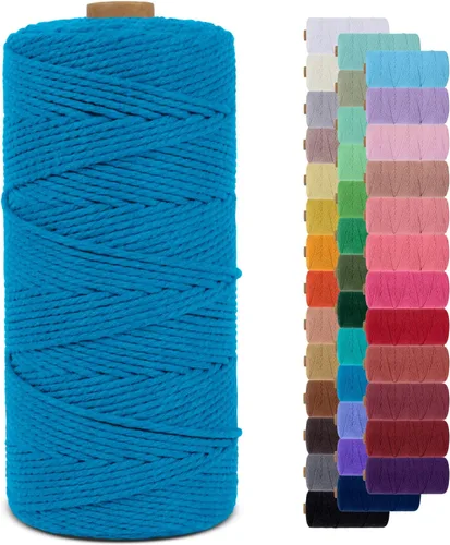 Miniatura 99 de Cuerda de macramé de 0.079 in para 219 yardas, cuerda de algodón natural para manualidades, hilo de cuerda de macramé de colores para colgar