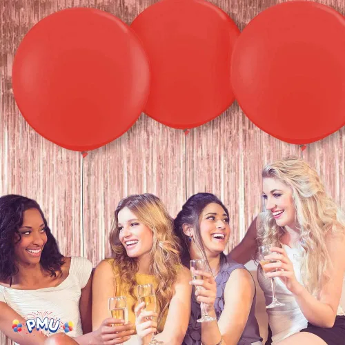Miniatura 4 de PMU Globos de látex PartyTex de 36 pulgadas, color rojo rubí, paquete de 3