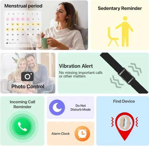 Miniatura 3 de Pulsera inteligente con monitoreo de temperatura corporal, monitor de ritmo cardíaco 24/7, sueño y estrés, más de 170 modos deportivos, IP68