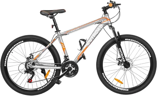 Outroad - Bicicleta de montaña de 26 pulgadas, 7/21 velocidades/acero de alto carbono/marco de grado de aviación, freno de disco dual/V, bicicleta
