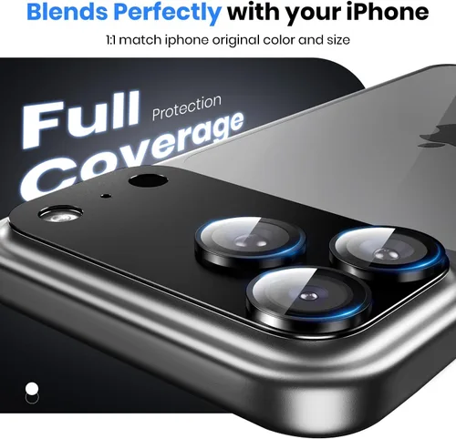 Miniatura 3 de Hoerrye Protector de Lente de Cámara para iPhone 17 Pro - [12 Pies Antirrotura Grado Militar] [Fuerte Adsorción] Metal 9H+ Pantalla de Cámara