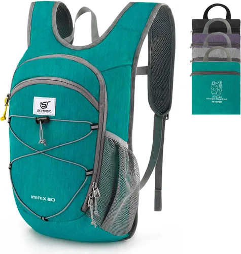 Miniatura 7 de SKYSPER Mochila de senderismo plegable de 15L/20L, mochila de viaje plegable ligera con correa para el pecho, paquete plegable pequeño para caminar