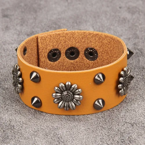 Miniatura 3 de Jeilwiy Pulseras de cuero punk para hombres, pulseras hechas a mano, brazalete ancho, joyería trenzada, color negro y marrón, ajustable, regalos