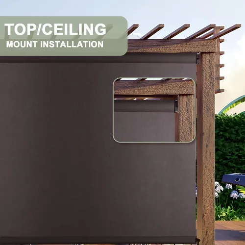 Miniatura 2 de Lifepefe Kit de bunge+soporte inalámbrico+cubierta de extremo nuevo, kit de soporte de montaje de repuesto universal para persiana solar Marrón