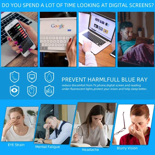 Miniatura 5 de Gafas de lectura con bloqueo de luz azul, paquete de 4 lectores de computadora para mujeres y hombres, anteojos con filtro de rayos UV antirreflejos