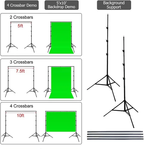 Miniatura 5 de Kit de iluminación continua de sombrillas de 800 W 5500 K con sistema de soporte de fondo para producto de estudio fotográfico, fotografía