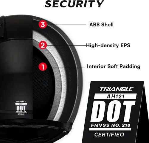 Miniatura 5 de TRIANGLE Cascos de motocicleta modulares para hombres con visera completa abatible, visera doble con protector solar interno, aprobado por DOT