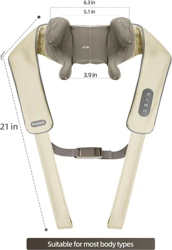 Miniatura 9 de Masajeador Shiatsu inalámbrico de cuello y hombros con calor - Masaje de amasamiento 6D, alivio del dolor de tejido profundo para trapecio