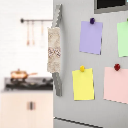 Miniatura 6 de Juego de 6 fundas para manijas de refrigerador, color beige, guantes para microondas, horno, lavavajillas, puerta, lavables, resistentes a