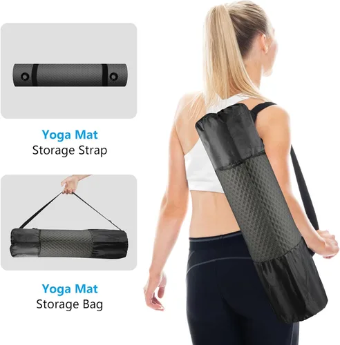 Miniatura 6 de LFS Esterilla de yoga de 72.8" x 31.5" x 2/5 pulgadas de grosor con correa y bolsa, alfombrilla de entrenamiento extra ancha para mujeres y hombres