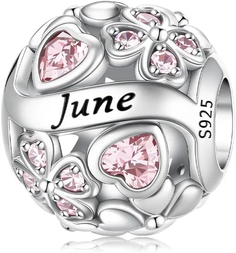Miniatura 13 de Abalorio de Piedra Natal de Trébol de la Suerte 925 Plata de Ley para Pulseras y Collares de Pandora Joyería para Mujeres Regalos de Cumpleaños