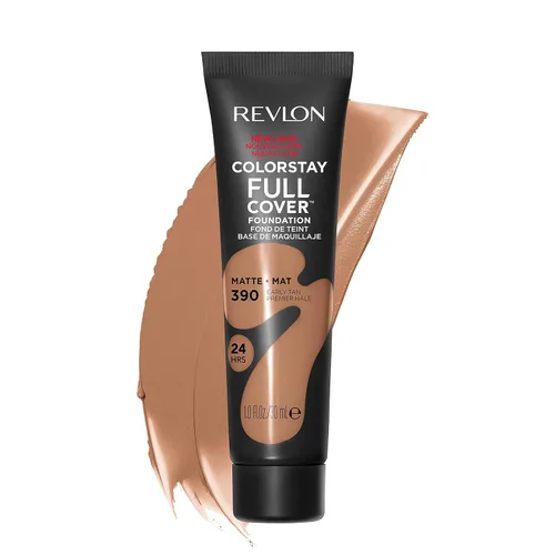 Base líquida de Revlon ColorStay de cobertura completa de larga duración con acabado mate, maquillaje facial ligero resistente al calor y al sudor,