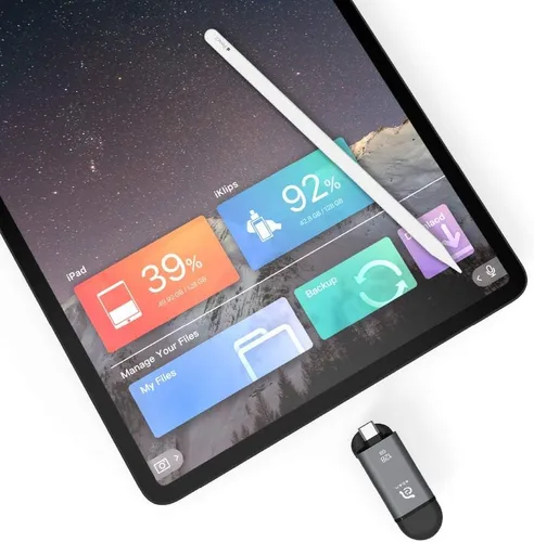 Miniatura 2 de ADAM elements iKlips C MFi certificado Lightning + USB C Flash Drive para iPhone, iPad Pro, Mac, PC, Android, Touch ID/Face ID seguro (negro, 128 GB)