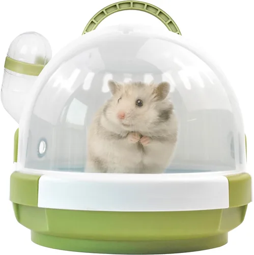 Miniatura 11 de Jaula transportadora para hámsters, jaulas portátiles para animales pequeños, estuche de viaje con botella de agua, plástico transpirable, jaula
