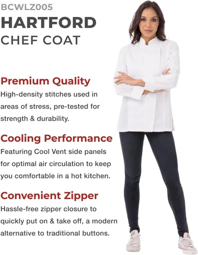 Miniatura 3 de Chef Works Abrigo de chef Hartford Cool Vent para mujer
