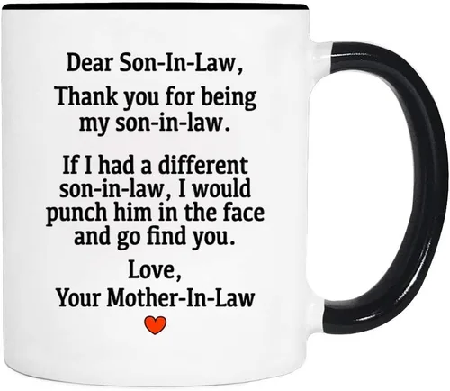 Miniatura 2 de FamilyTeePrints Dear Son-In ... Love, Your Mother-In-Law - Taza de cerámica de 11 oz para hijo