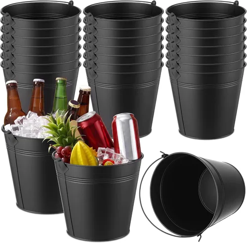 Miniatura 15 de Didaey 12 cubos de metal para cerveza, cubos de hielo a granel, cubos de hielo con asa, enfriador de bebidas para fiesta de champán, bebidas