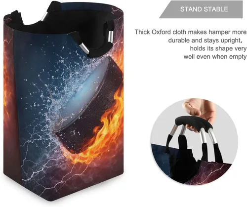 Miniatura 3 de senya Cesta de almacenamiento grande con asas, organizador plegable para ropa de guardería, juguetes, disco de hockey en fuego y agua Hockey 2