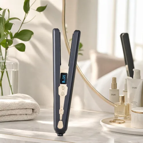 Miniatura 7 de Plancha de pelo inalámbrica y rizadores con placa de cerámica de grado de diamante, iones negativos, plancha plana que reduce el encrespamiento, más