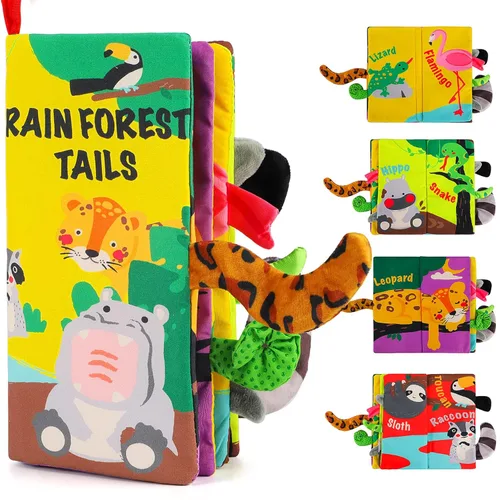 Miniatura 11 de beiens - Libros de tela para bebés, libro táctil y crujiente para bebés de 0-3-6-12-18 meses, juguetes blandos interactivos para cochecitos