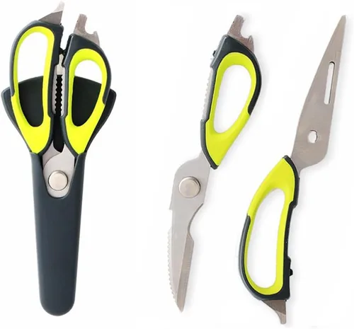 Miniatura 8 de Tijeras de cocina, tijeras profesionales resistentes de acero inoxidable multiusos con tapa, tijeras de cocina afiladas resistentes para verduras