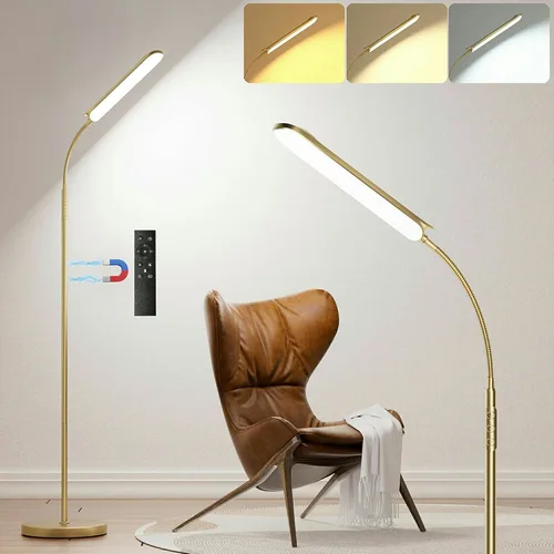Miniatura 8 de Yikuneng Lámpara de pie LED regulable, lámparas de lectura superbrillantes, lámpara de pie con control remoto y táctil, atenuación continua y Negro
