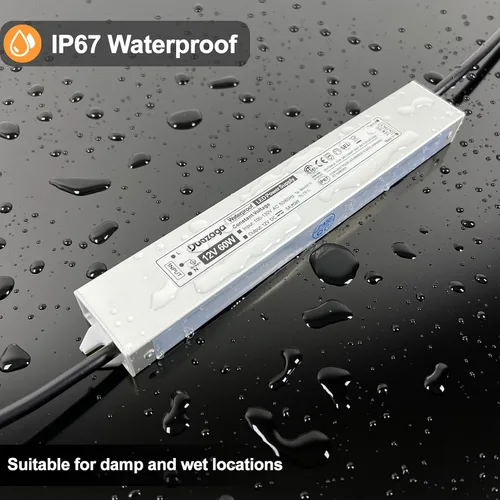 Miniatura 4 de Controlador LED Fuente de alimentación de 12 voltios 120 V AC a 12 V CC Convertidor 60W 5A Transformador de bajo voltaje IP67 Adaptador