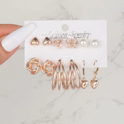 Miniatura 4 de Juego de 45 pares de aretes de aro dorados para niñas y mujeres, juego de aretes gruesos trenzados pequeños y grandes, aretes para mujer, paquete