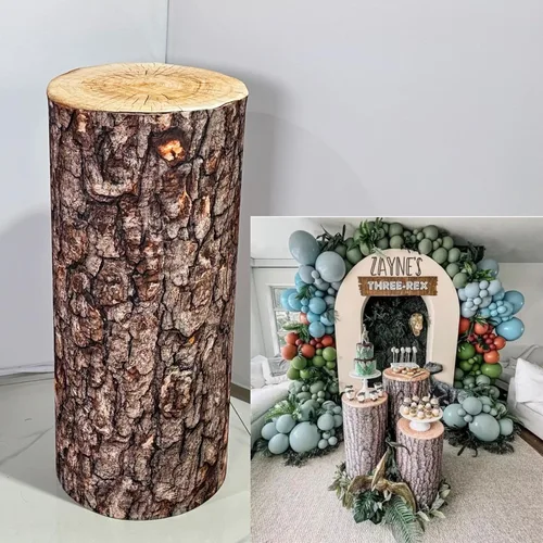 Miniatura 6 de NIVIUS PHOTO Cubierta del cilindro del patrón del tronco del árbol del paño elástico para la decoración del partido Cubierta del pedestal