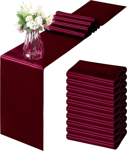 Miniatura 42 de Horbaunal - Juego de 12 caminos de mesa de satén azul claro de 12 x 108 pulgadas, caminos de mesa suaves para bodas, banquetes, fiestas de cumpleaños