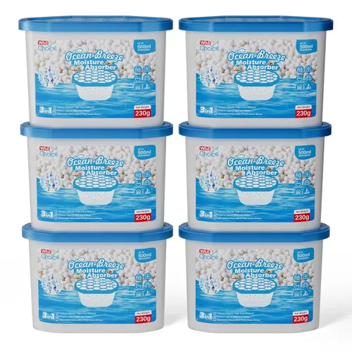 W&E Choice Absorbentes de humedad con brisa oceánica, deshumidificador portátil para armario y baños, cocina, absorbente de humedad, eliminador de