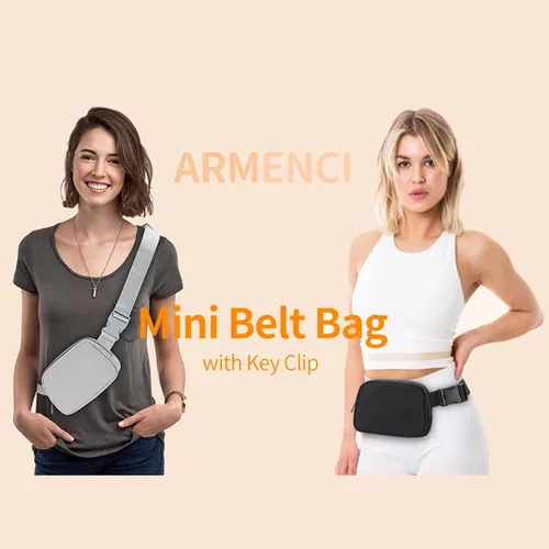 Miniatura 2 de ARMENCI Bolsa de cinturón para mujeres y hombres, ligera EDC manos libres, moderna para viajar, senderismo, ciclismo, entrenamiento, casual, Gris